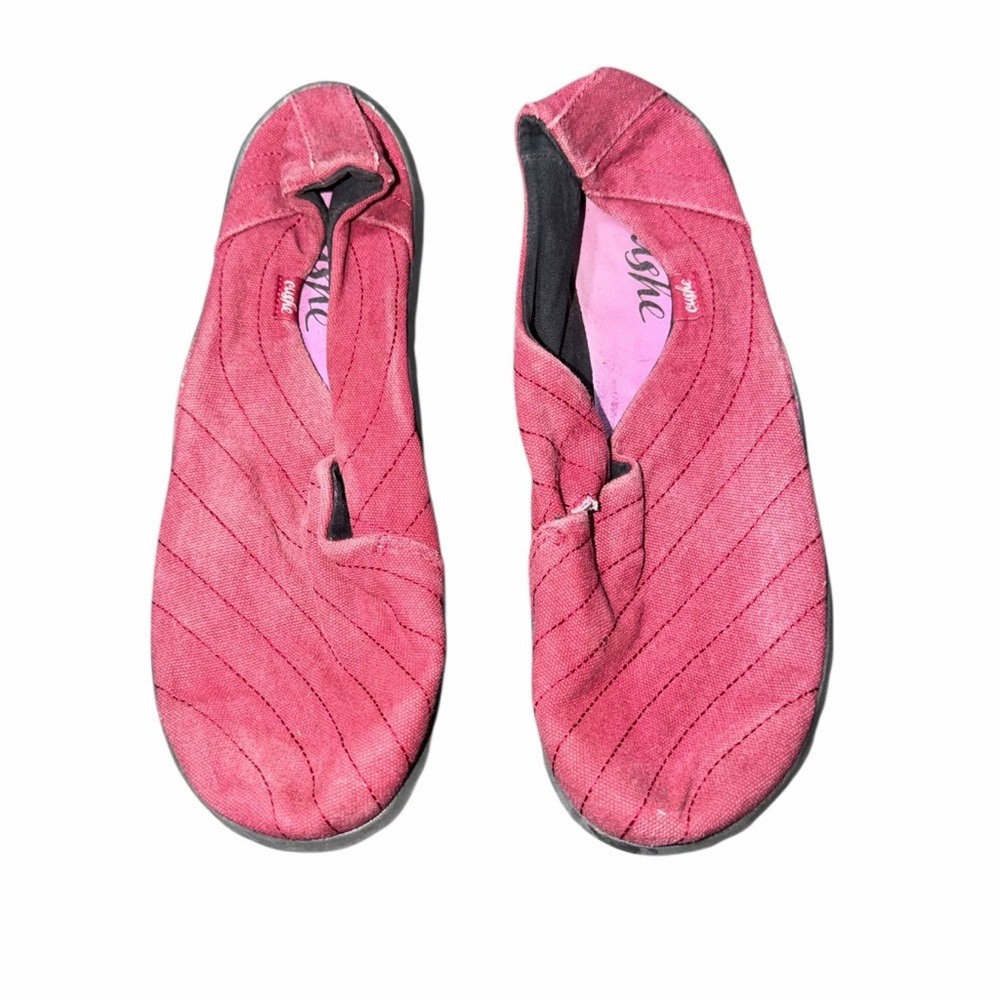 Cushe Women’s Slipper Loafer Red Canvas Comfort Slip On Shoes Size 11